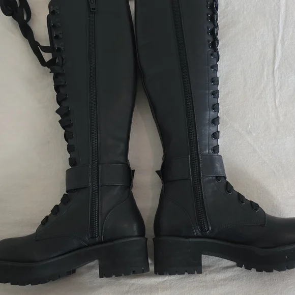 Dolls Kill Black Combat Boots with Pockets - Picture 11 of 12